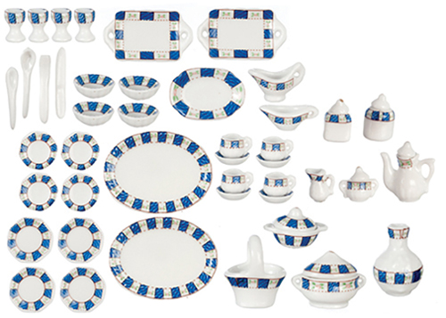Blue Trim Tea Set, 50 pc.